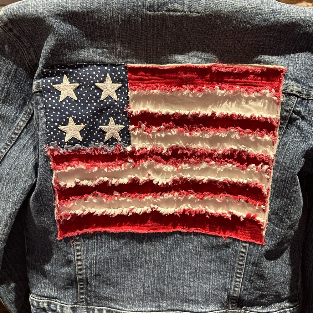 Patriotic Denim Jacket With Flag Patch - image 1